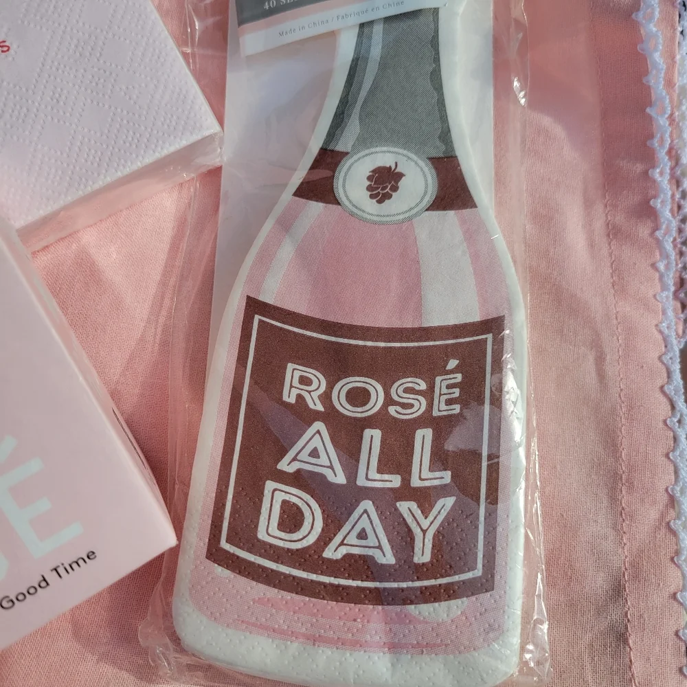 Rosé All Day Trio ~ David Tutera & Champagne Problems Napkins Charms & Recipies